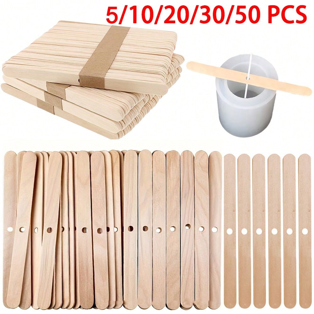Candle Supplies Kit - 5/10/20/30/50pcs Penyangga Sumbu Lilin Kayu 1