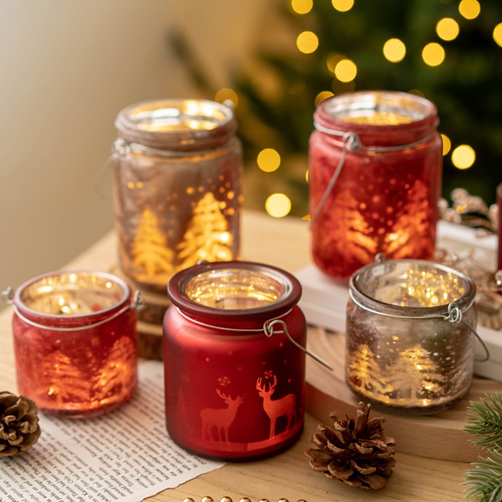 Candle Glass Supplies - Tempat lilin Natal berlapis kaca, perlengkapan